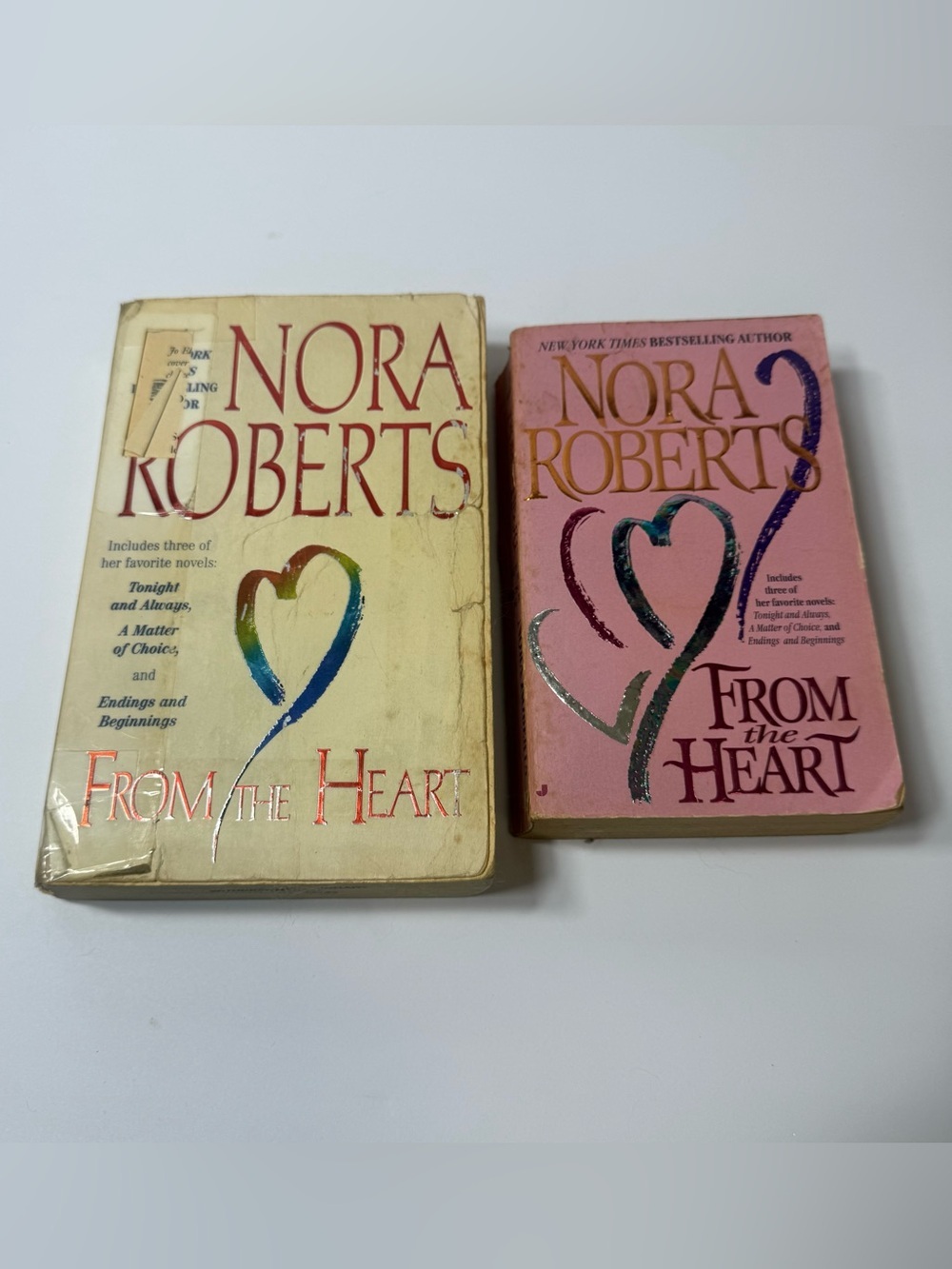 Nora Roberts From the Heart Paperback Book Lot 2 Vintage Romance